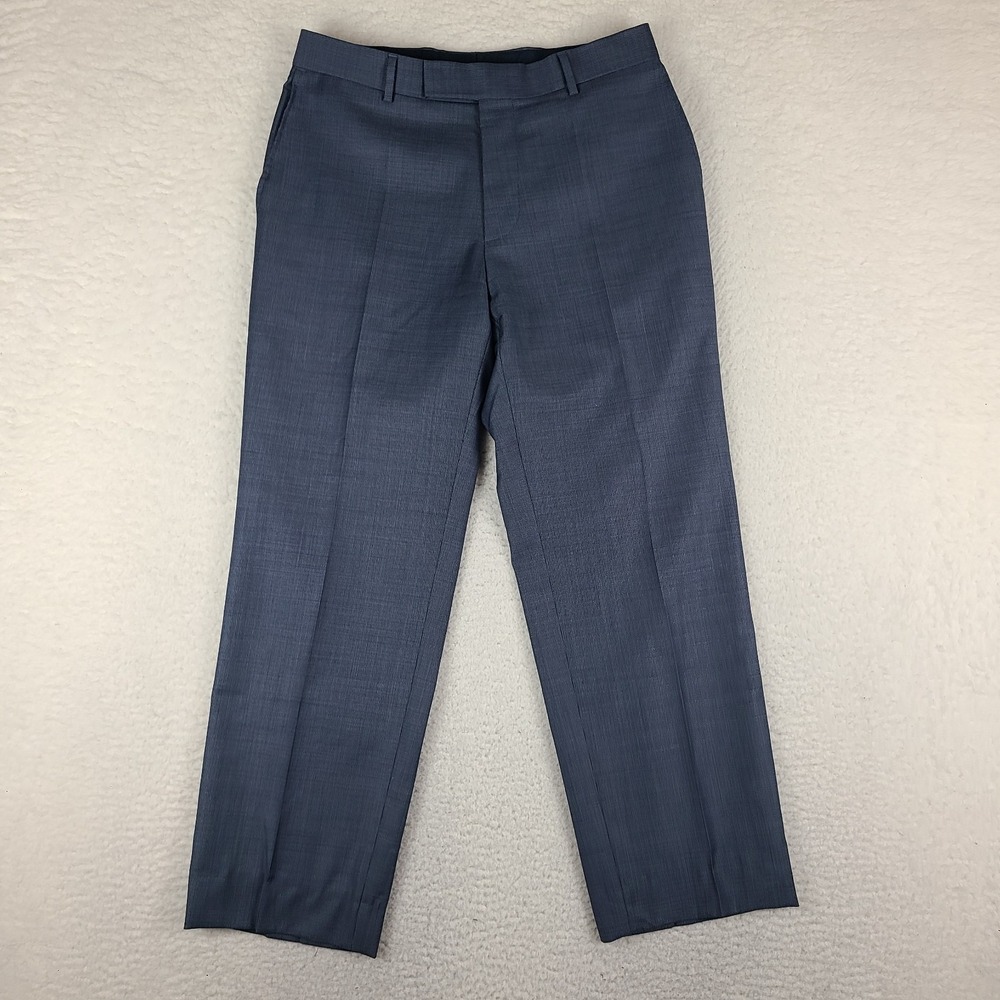 HUGO BOSS Pants Mens 32x29 Blue Straight Leg Jeffrey 1 Wool Dress Slacks